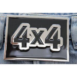 Men Women Belt Buckle Silver Black Metal Hip Hop 4X4 Four By Four Large Size